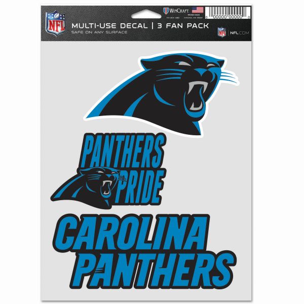NFL Aufkleber Multi-Use 3er Set 20x15cm - Carolina Panthers