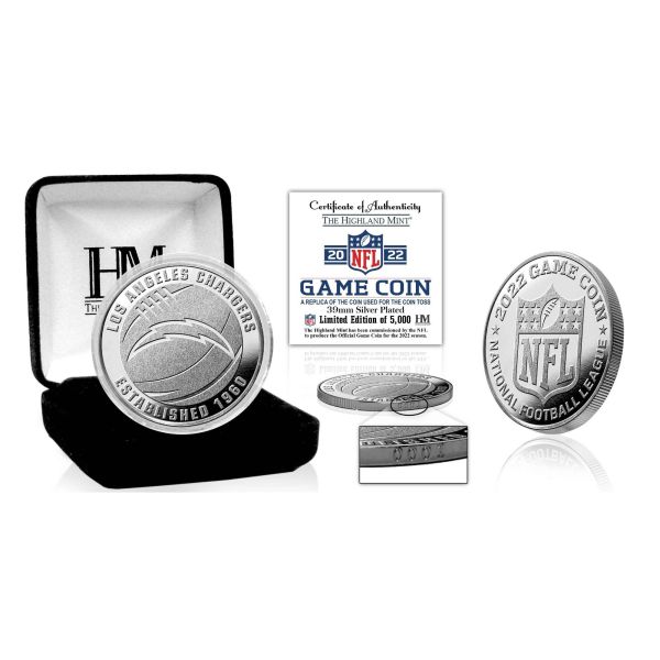 Pièce de jeu NFL Los Angeles Chargers 2022 (39 mm) argent