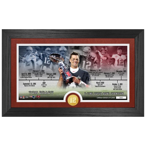 Tom Brady Career Timeline Bronze Coin Panorama Bild