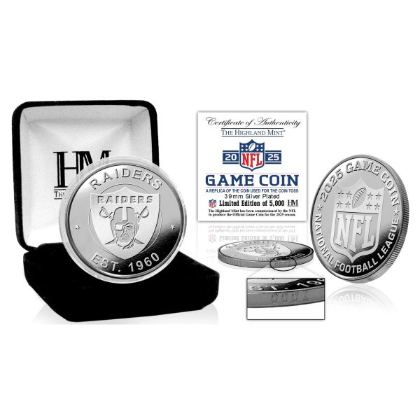 Las Vegas Raiders Pièce de jeu NFL 2025 (39 mm) argent