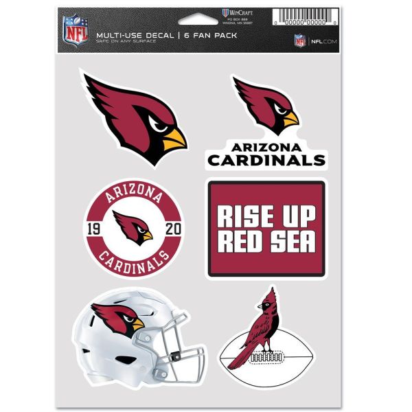 NFL Decal Sticker Multi Use 6 Set 19x14cm Arizona Cardinals