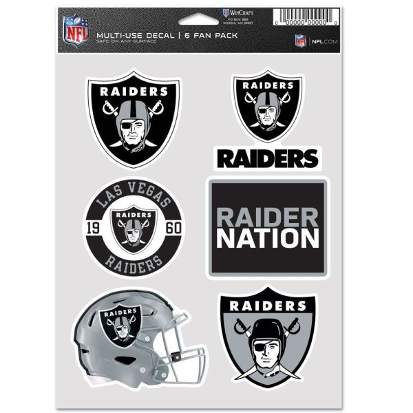 NFL Decal Sticker Multi Use 6 Set 19x14cm Las Vegas Raiders