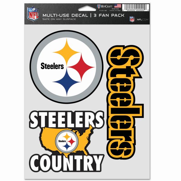 NFL Lot de 3 Autocollants 20x15cm - Pittsburgh Steelers