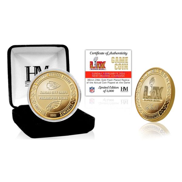 Super Bowl LIX Chiefs vs Eagles Gold Mint Flip Coin Münze