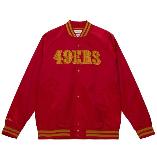 M&N Lightweight Satin Varsity Jacket - San Francisco 49ers