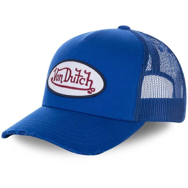 Von Dutch Trucker Mesh Snapback Cap - OVAL PATCH royal
