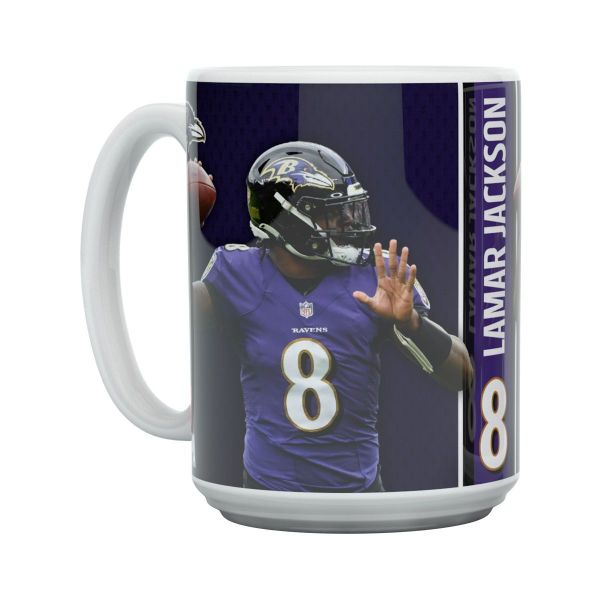 Lamar Jackson MOTION Baltimore Ravens NFL 15oz Mug