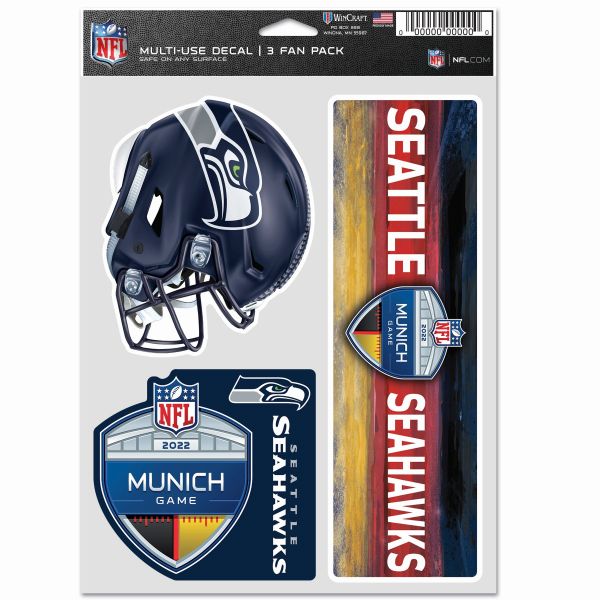 NFL MUNICH Aufkleber 3er Set 20x15cm - Seattle Seahawks