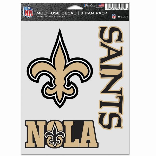 NFL Lot de 3 Autocollants 20x15cm - New Orleans Saints