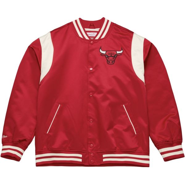 M&N Lightweight Satin Varsity Veste - Chicago Bulls rouge