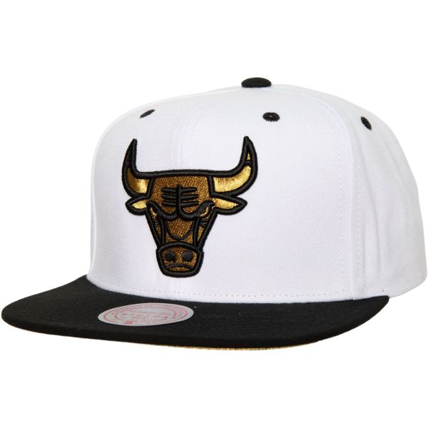 Mitchell & Ness Snapback Cap - GOLD LOGO Chicago Bulls white