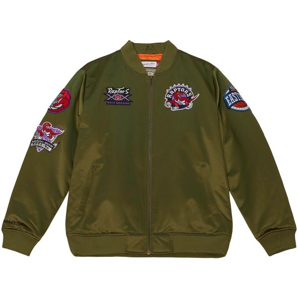 M&N Satin Bomber Jacket - FLIGHT Toronto Raptors