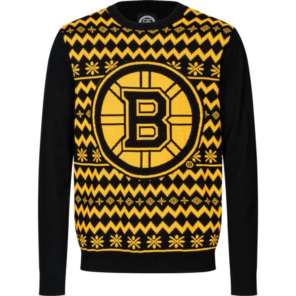NFL Winter Ugly Sweater XMAS Knit Pullover Boston Bruins