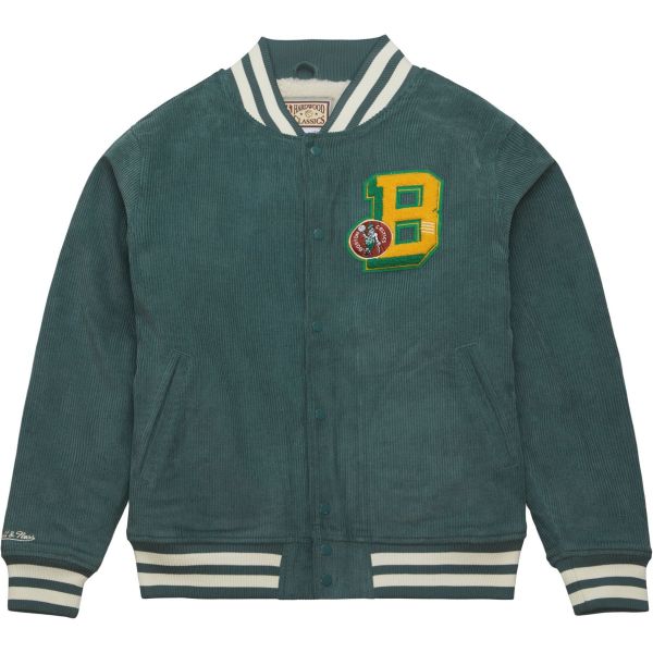 M&N Cord Sherpa Varsity College Jacket - Boston Celtics