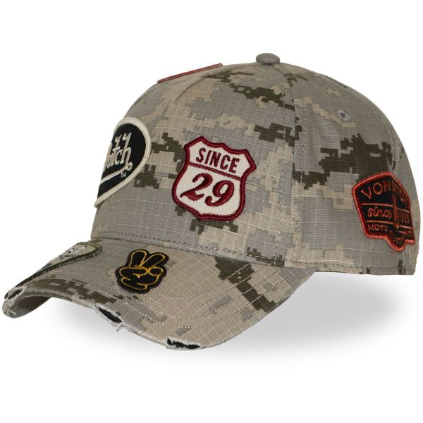 Von Dutch Trucker Snapback Cap - PATCHES sand camo