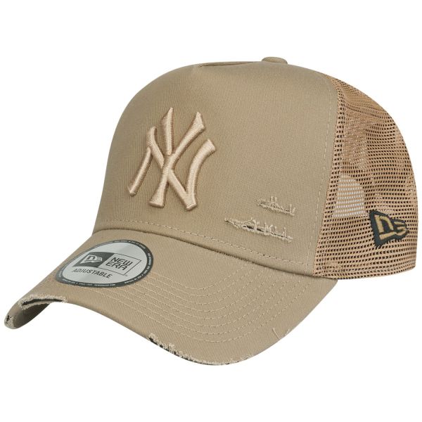 New Era Mesh Trucker Cap DISTRESSED New York Yankees khaki