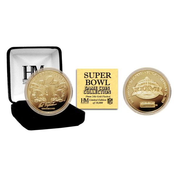 Super Bowl XXXVII NFL Gold Flip Game Coin Pièce (39mm) doré