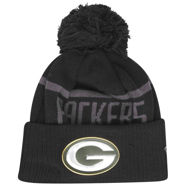 New Era Bobble Winter Beanie LIQUID Green Bay Packers black