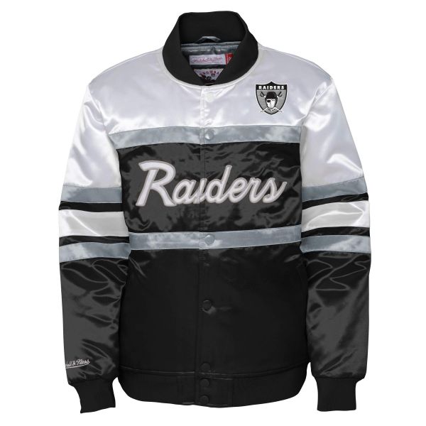 M&N Heavyweight Satin Jacke - SCRIPT Oakland Raiders