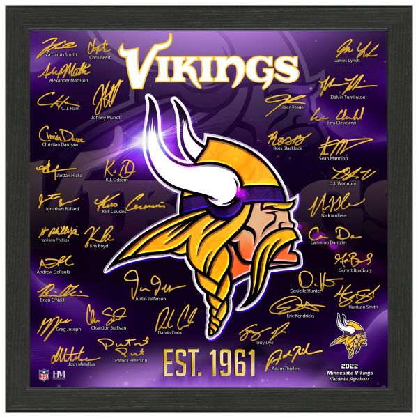 Minnesota Vikings NFL Signature Logo Bild 33x33cm