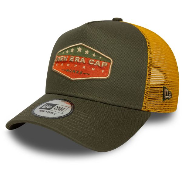 New Era A-Frame Mesh Trucker Cap - BRAND PATCH olive