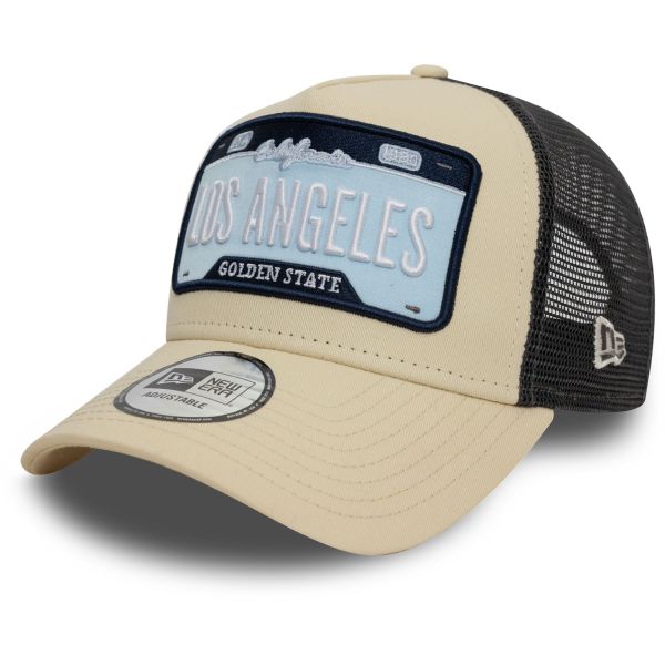New Era A-Frame Mesh Trucker Cap - LOS ANGELES PLATE beige