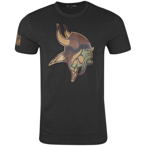 New Era Shirt - NFL Minnesota Vikings noir / wood camo
