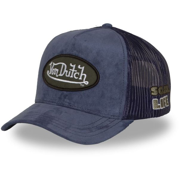 Von Dutch Trucker Mesh Snapback Cap - FAUX SUEDE navy