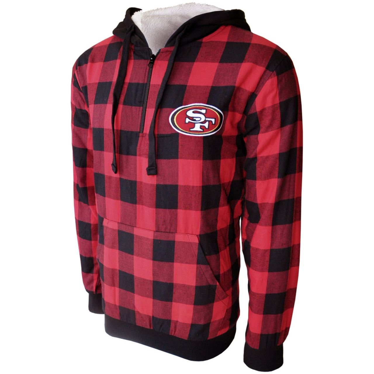 amfoo - San Francisco 49ers Sherpa Flannel Half Zip Hoody