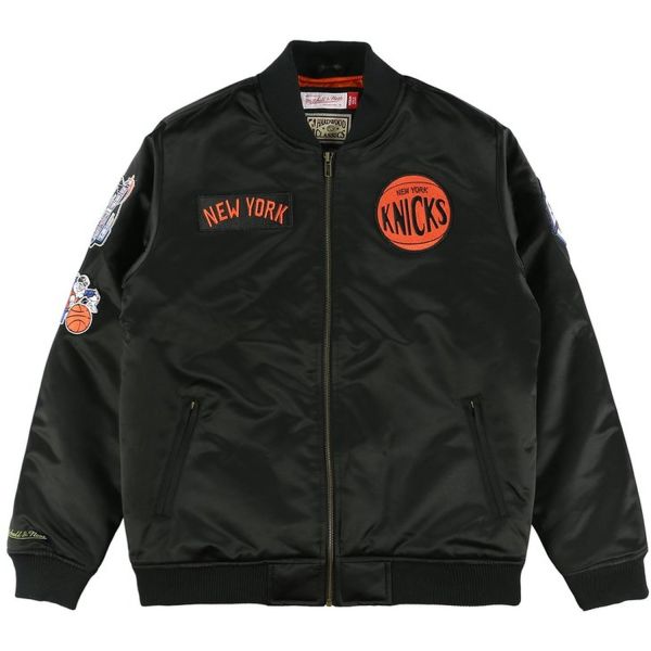 M&N Satin Bomber Jacket - FLIGHT New York Knicks