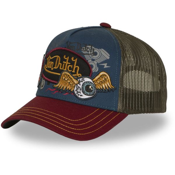 Von Dutch Trucker Mesh Snapback Cap - PATCHES navy