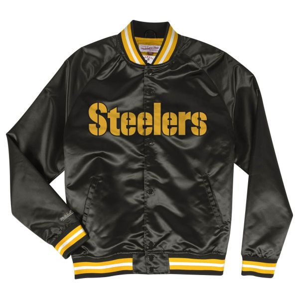 M&N Lightweight Satin Varsity Jacket - Pittsburgh Steelers