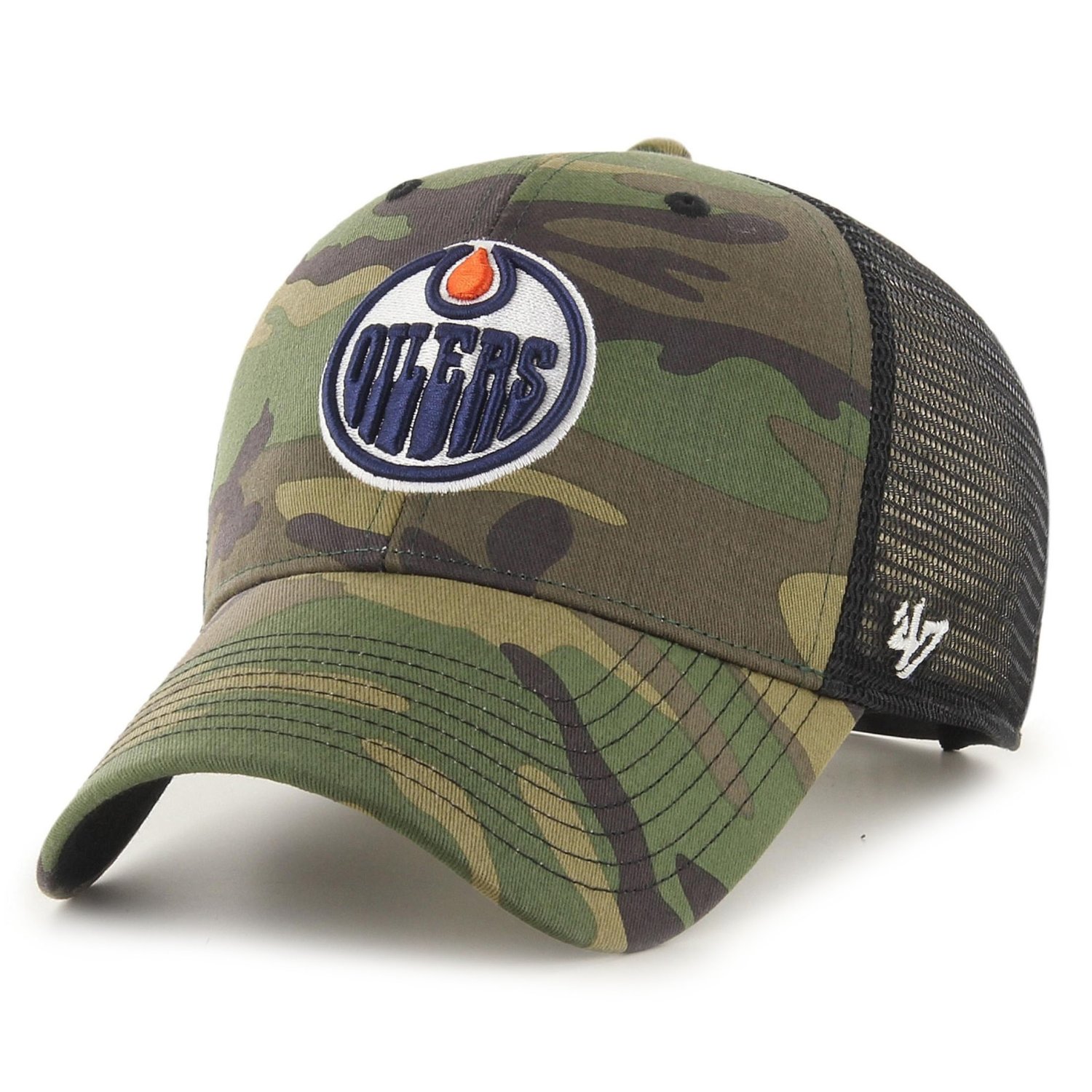 47 Brand Snapback Cap - BRANSON Edmonton Oilers wood camo | Trucker ...
