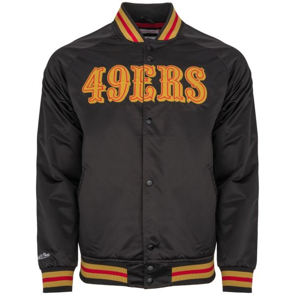 M&N Lightweight Satin Varsity Jacket - San Francisco 49ers