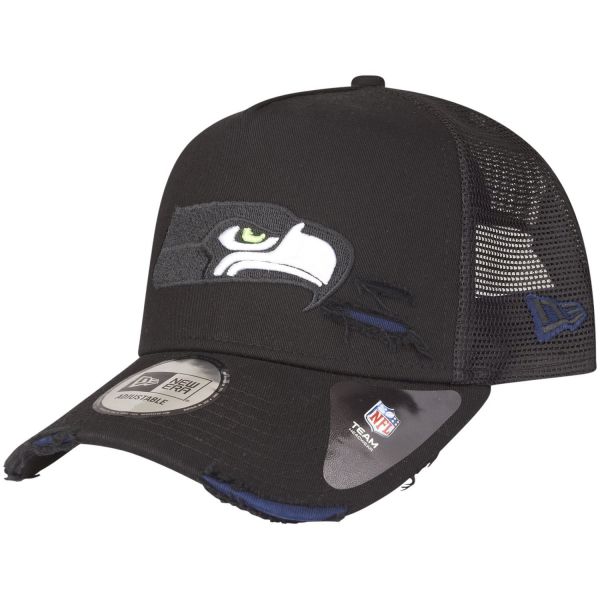 New Era Adjustable Trucker Cap DISTRESSED Seattle Seahawks