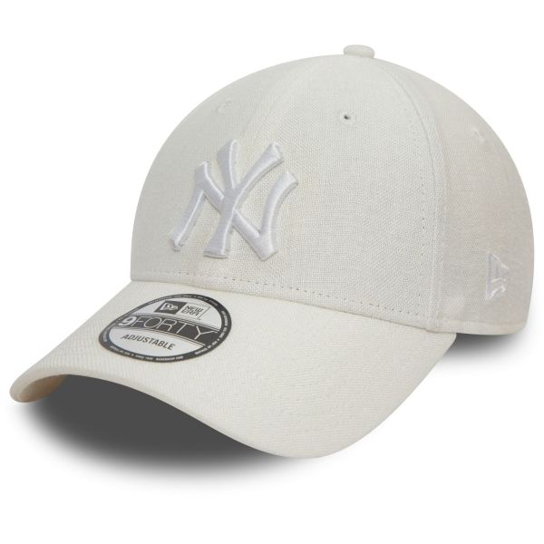 New Era 9Forty Strapback Cap - LEINEN New York Yankees weiß