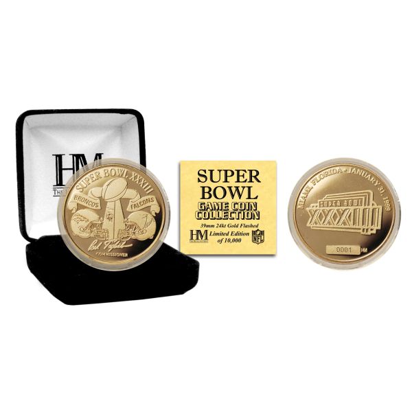 Super Bowl XXXIII NFL Gold Flip Coin (39mm)