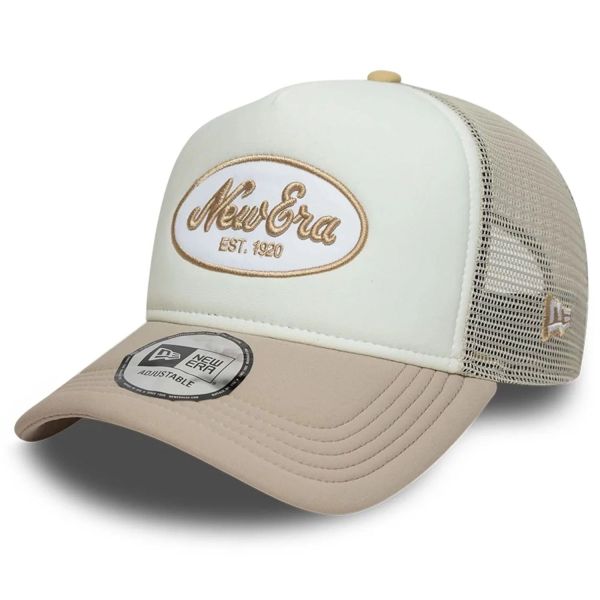 New Era A-Frame Mesh Trucker Cap - FOAM Brand Patch beige