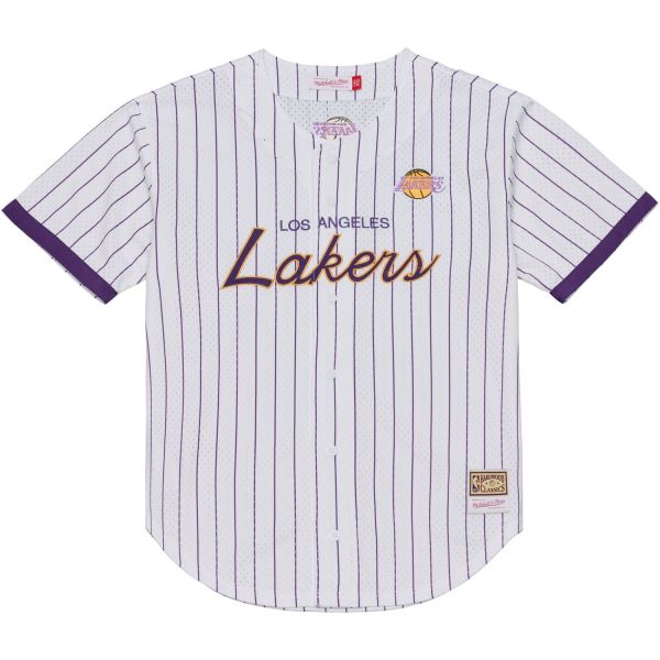M&N Baseball Mesh Jersey STRIPED Los Angeles Lakers
