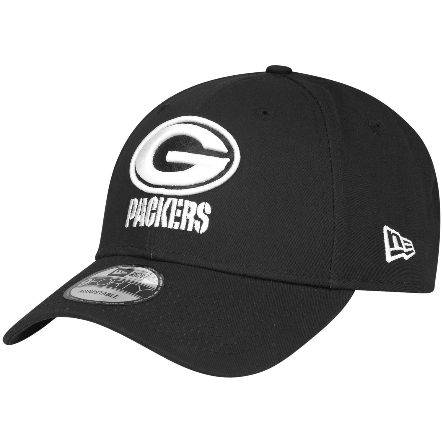 New Era 9Forty Adjustable NFL Cap - BLACK Green Bay Packers | Strapback ...