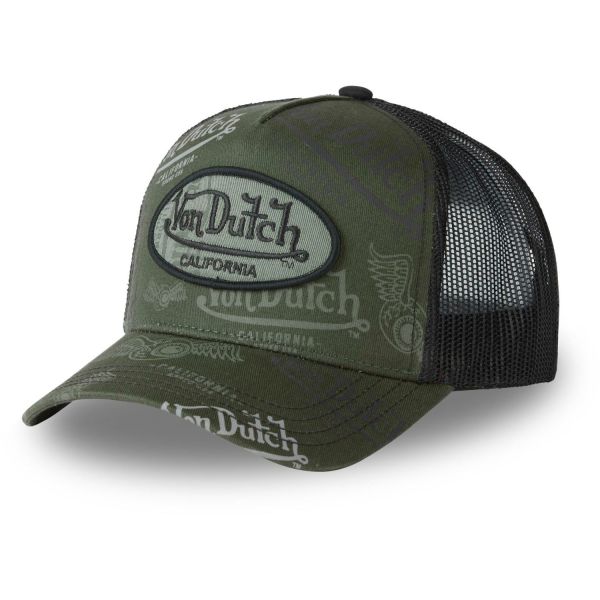 Von Dutch Trucker Mesh Snapback Cap - CAFE PATCH oliv