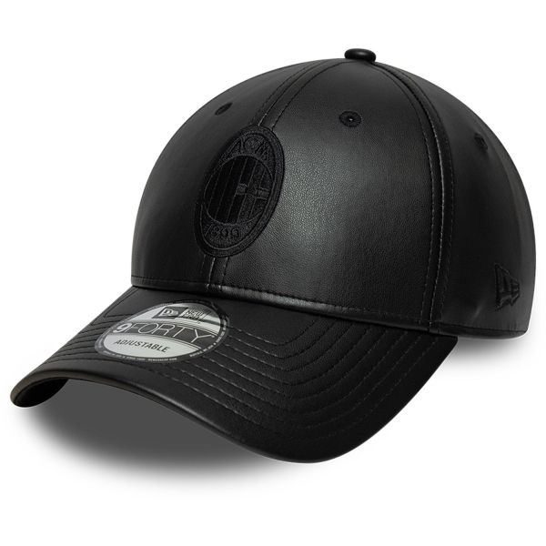 New Era 9Forty Strapback Cap - KUNSTLEDER AC Mailand schwarz
