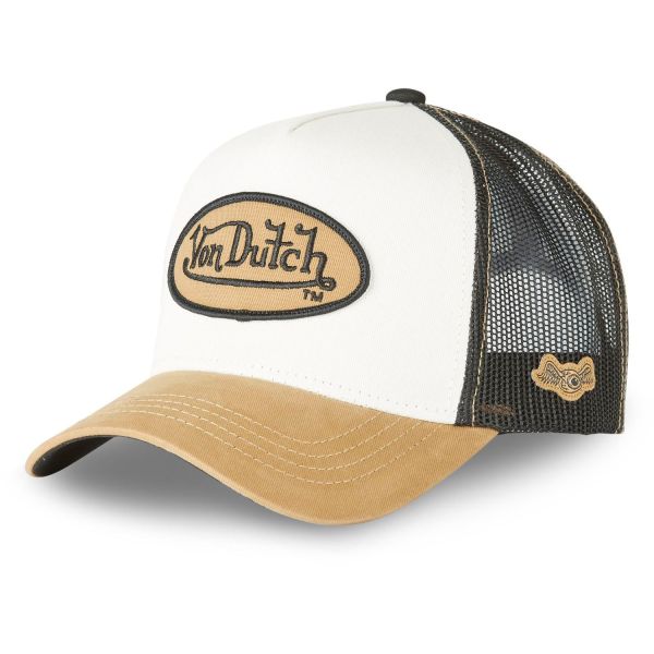Von Dutch Trucker Mesh Snapback Cap - OVAL PATCH beige
