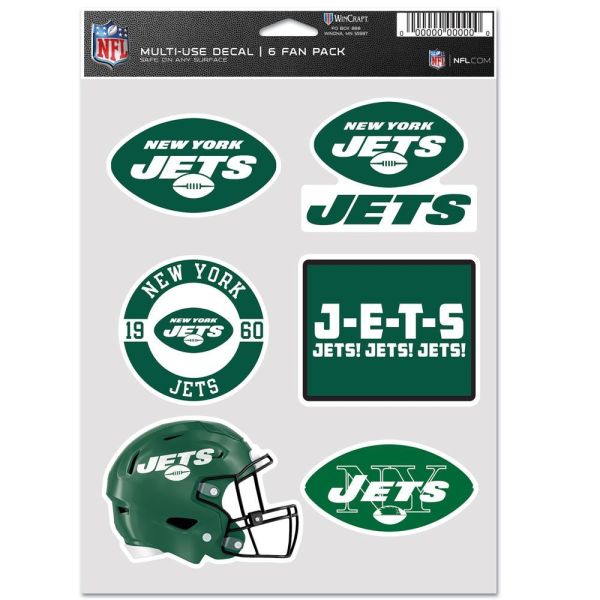 NFL Lot de 6 Autocollants 19x14cm New York Jets
