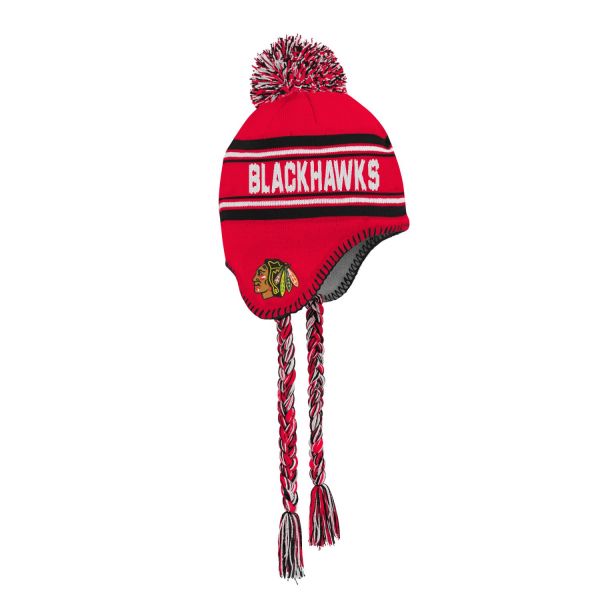 Kids NHL Winter Hat - JACQUARD TASSEL Chicago Blackhawks