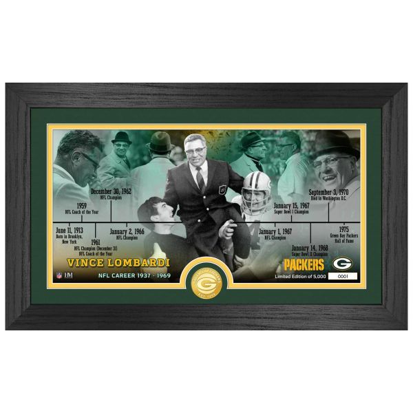 Green Bay Packers Vince Lombardi Career Timeline Coin Mint