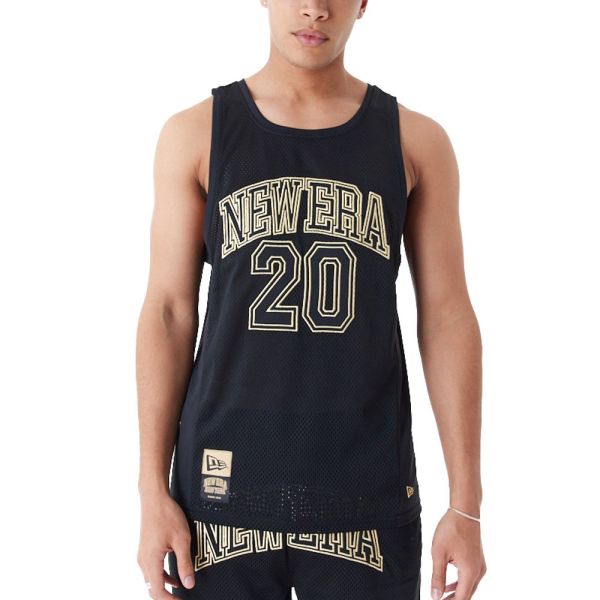 New Era Poly Mesh Tank Top - BRAND LOGO schwarz