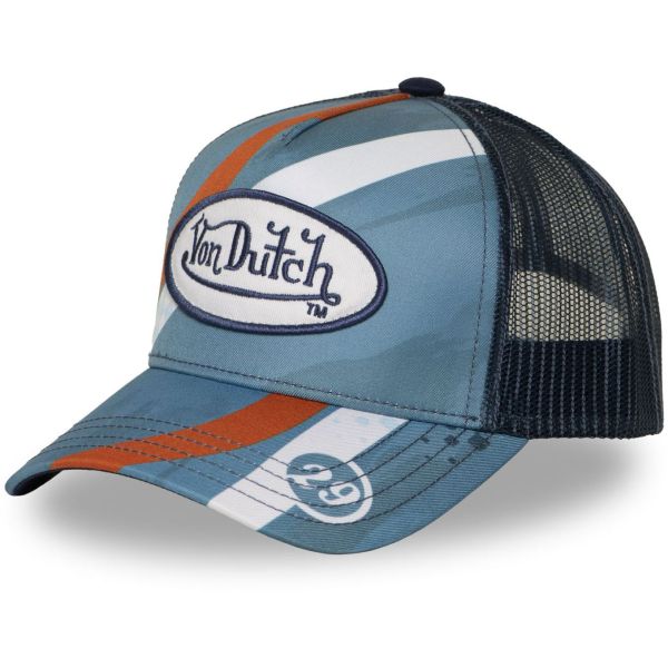 Von Dutch Trucker Mesh Snapback Cap - STRIPES teal