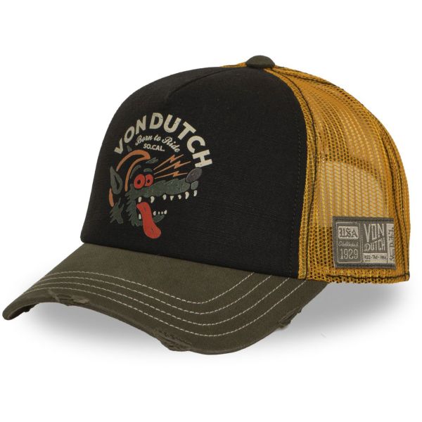 Von Dutch Trucker Mesh Snapback Cap - BORN TO RIDE Wolfy