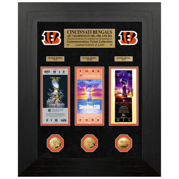 Cincinnati Bengals Super Bowl Deluxe Gold Coin Ticket Frame